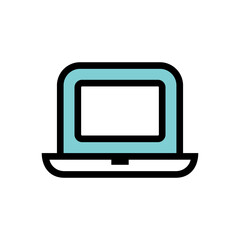 Laptop computer vector icon design, flat style illustration