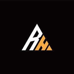 R H initial logo modern triangle with black background