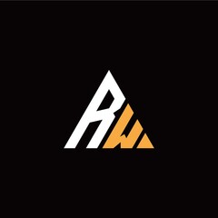 R W initial logo modern triangle with black background