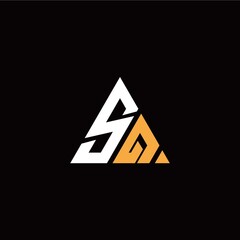 S Q initial logo modern triangle with black background