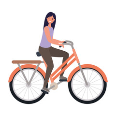 Fototapeta na wymiar Woman cartoon riding bike design, Outdoor activity theme Vector illustration
