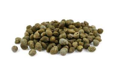 capers isolated on a white background. Marinated Capers