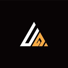 U Q initial logo modern triangle with black background