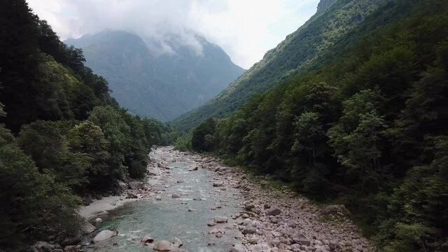 Breathtaking Switzerland Landscape of Epic Mountain Valley - Aerial Drone