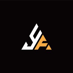 Y F initial logo modern triangle with black background