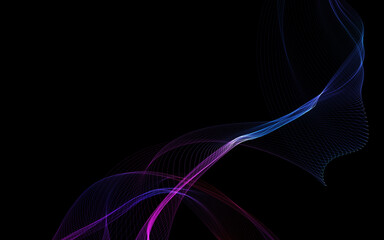 Dark abstract background with a glowing abstract waves