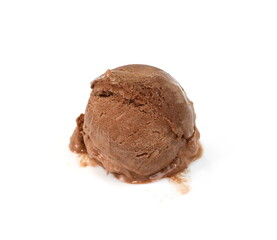 chocolate ice cream ball isolated on white background