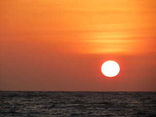 Fototapeta na wymiar Orange Sunset in Isla la Tortuga