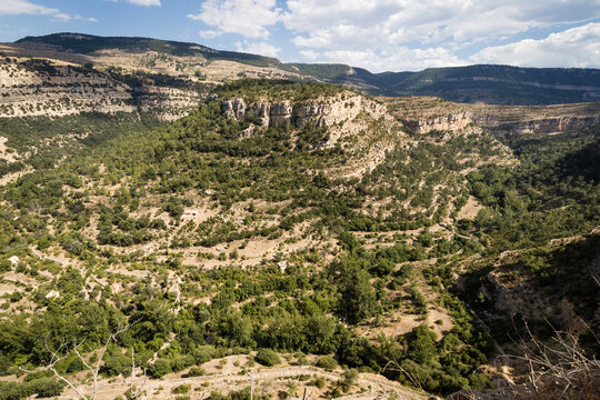 Panoramic view of Pitarque river since village of Villarluengo,