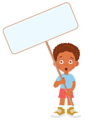 African Boy holding banner