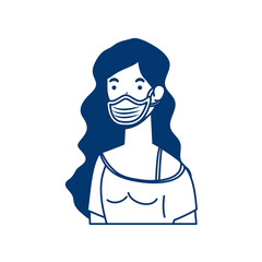 young woman wearing medical mask character