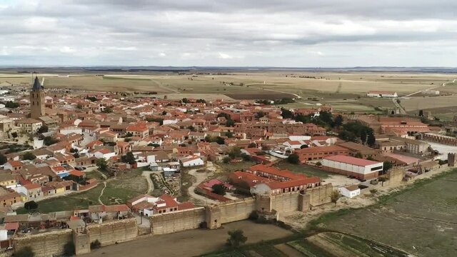 Avila. Madrigal de las Altas Torres. Historical village of Spain. Aerial Drone Footage