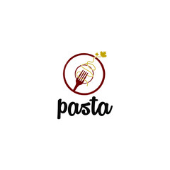 Pasta with fork and Canadian maple leaf logo vector