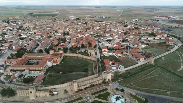 Avila. Madrigal de las Altas Torres. Historical village of Spain. Aerial Drone Footage