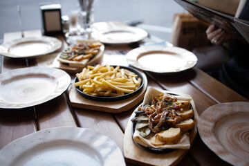 grilled chicken wings with french fries