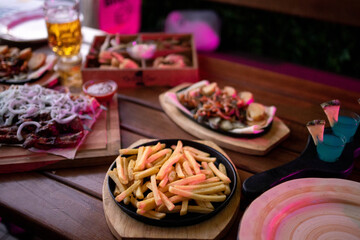 grilled chicken wings with french fries