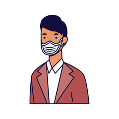 young man wearing medical mask character