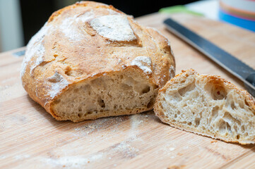 Home made loaf of rustic bread sliced