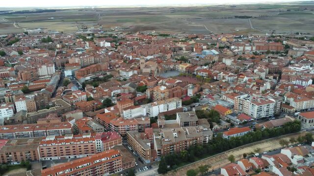 Medina del Campo, village of Valladolid. Spain.  Aerial Drone Footage