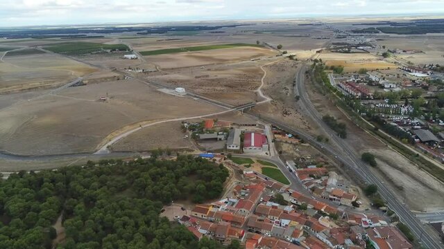 Medina del Campo, village of Valladolid. Spain.  Aerial Drone Footage