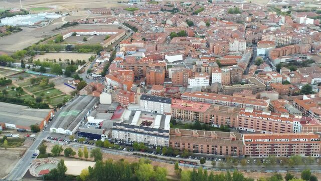 Medina del Campo, village of Valladolid. Spain.  Aerial Drone Footage