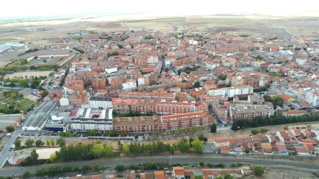 Medina del Campo, village of Valladolid. Spain.  Aerial Drone Footage