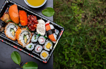 japanses sushi with tea