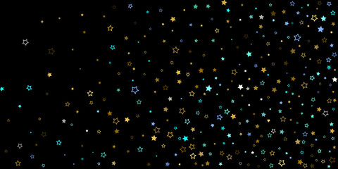 Gold, Blue stars, sprocket, shiny confetti. 