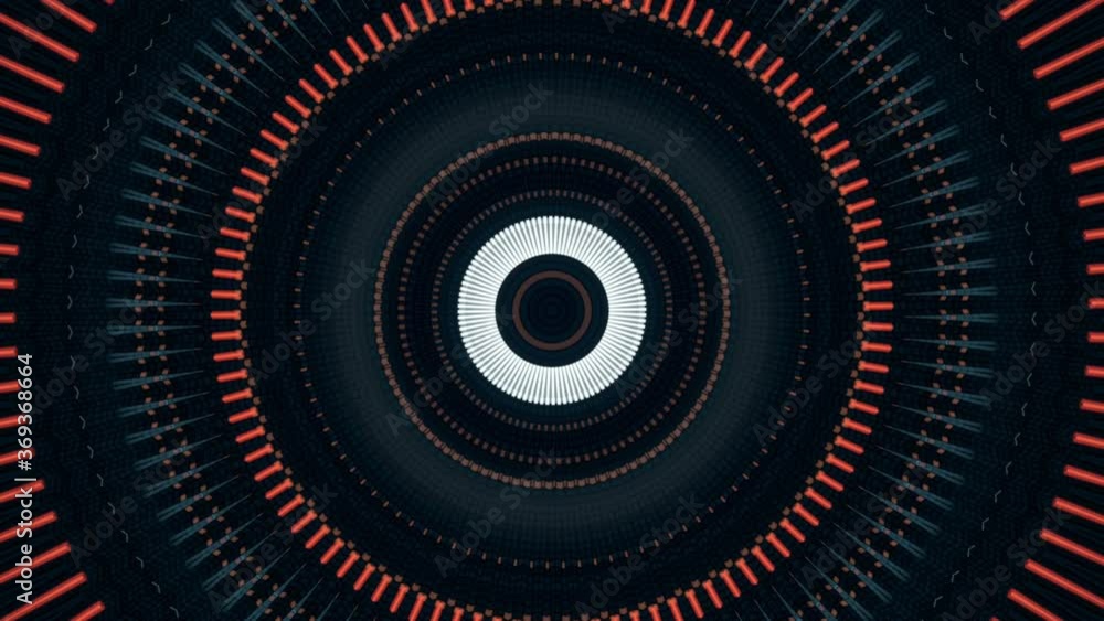 Poster abstract moving flashing large rings on black background, seamless loop. animation. pulsating circle