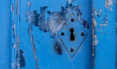 old blue church door
