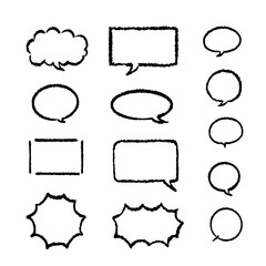 Obraz premium 手描き吹き出しのイラストセット(線画)