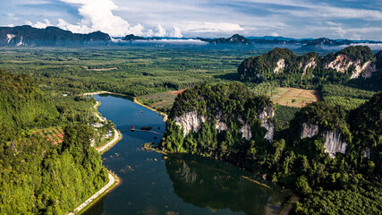 aerial view landscape of Mountain in Krabi Thailand