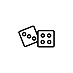 Fototapeta na wymiar Game dice vector icon in black line style icon, style isolated on white background