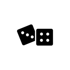 Game dice vector icon in black flat glyph, filled style isolated on white background