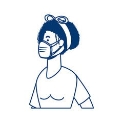 young woman wearing medical mask character