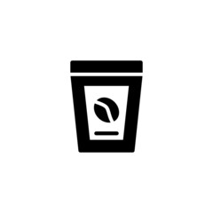 coffee sachet icon in black flat glyph, filled style isolated on white background