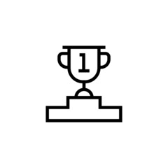 Trophy icon  in black line style icon, style isolated on white background