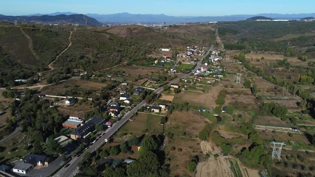 Molinaseca. Village in El Bierzo. Leon,Spain Aerial Drone Footage. Camino de Santiago