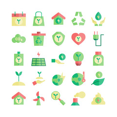 Ecology icon set vector flat for website, mobile app, presentation, social media. Suitable for user interface and user experience.