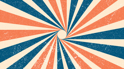 vector illustration retro grunge orange blue sunburst background