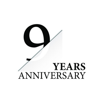 9 years anniversary celebration logo design. black cut style isolated