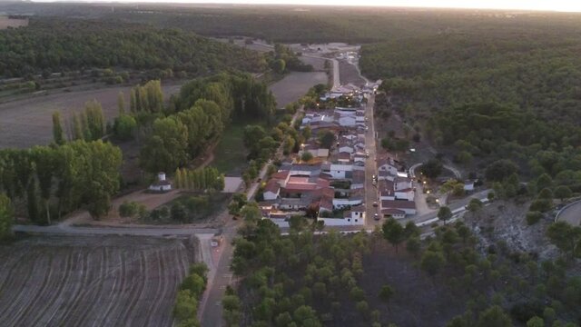 Cistercian monastery of Santa Mar&iacute;a de la Santa Espina in Valladolid,Spain. Aerial Drone Footage
