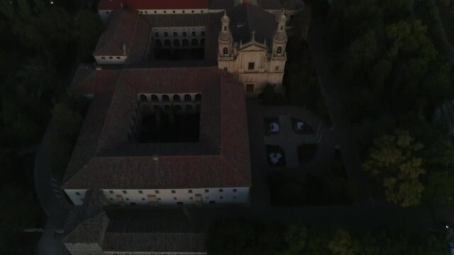 Cistercian monastery of Santa Mar&iacute;a de la Santa Espina in Valladolid,Spain. Aerial Drone Footage