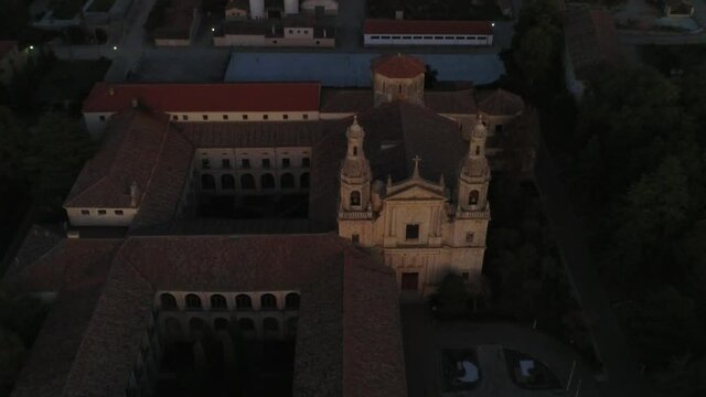Cistercian monastery of Santa Mar&iacute;a de la Santa Espina in Valladolid,Spain. Aerial Drone Footage
