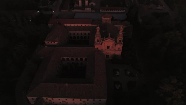 Cistercian monastery of Santa Mar&iacute;a de la Santa Espina in Valladolid,Spain. Aerial Drone Footage