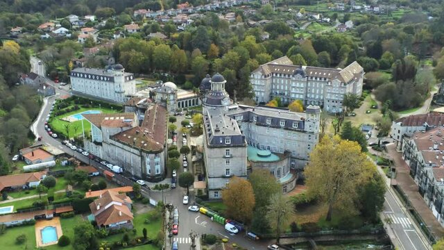 Mondariz. Beautiful thermal village in Galicia,Spain. Aerial Drone Footage
