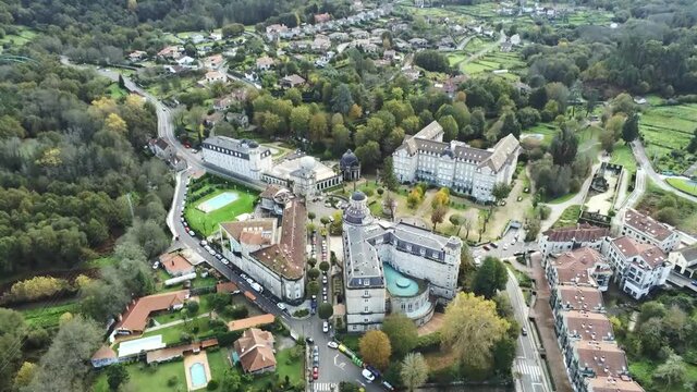 Mondariz. Beautiful thermal village in Galicia,Spain. Aerial Drone Footage