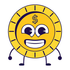 coin money dollar emoticon kawaii character