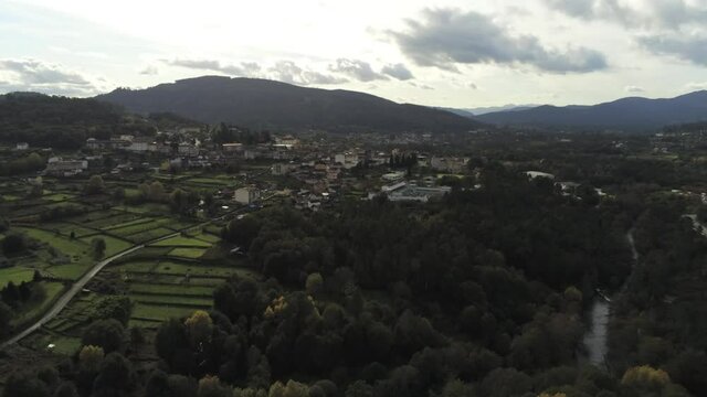 Beautiful  view of landscape in Galicia,Spain. Aerial Drone Footage