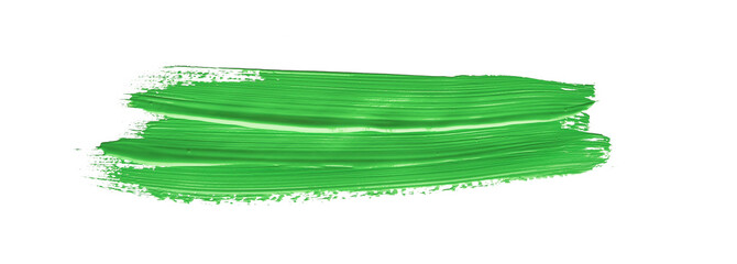 Green chroma brush stroke paiting over isolated background, canvas watercolor texture